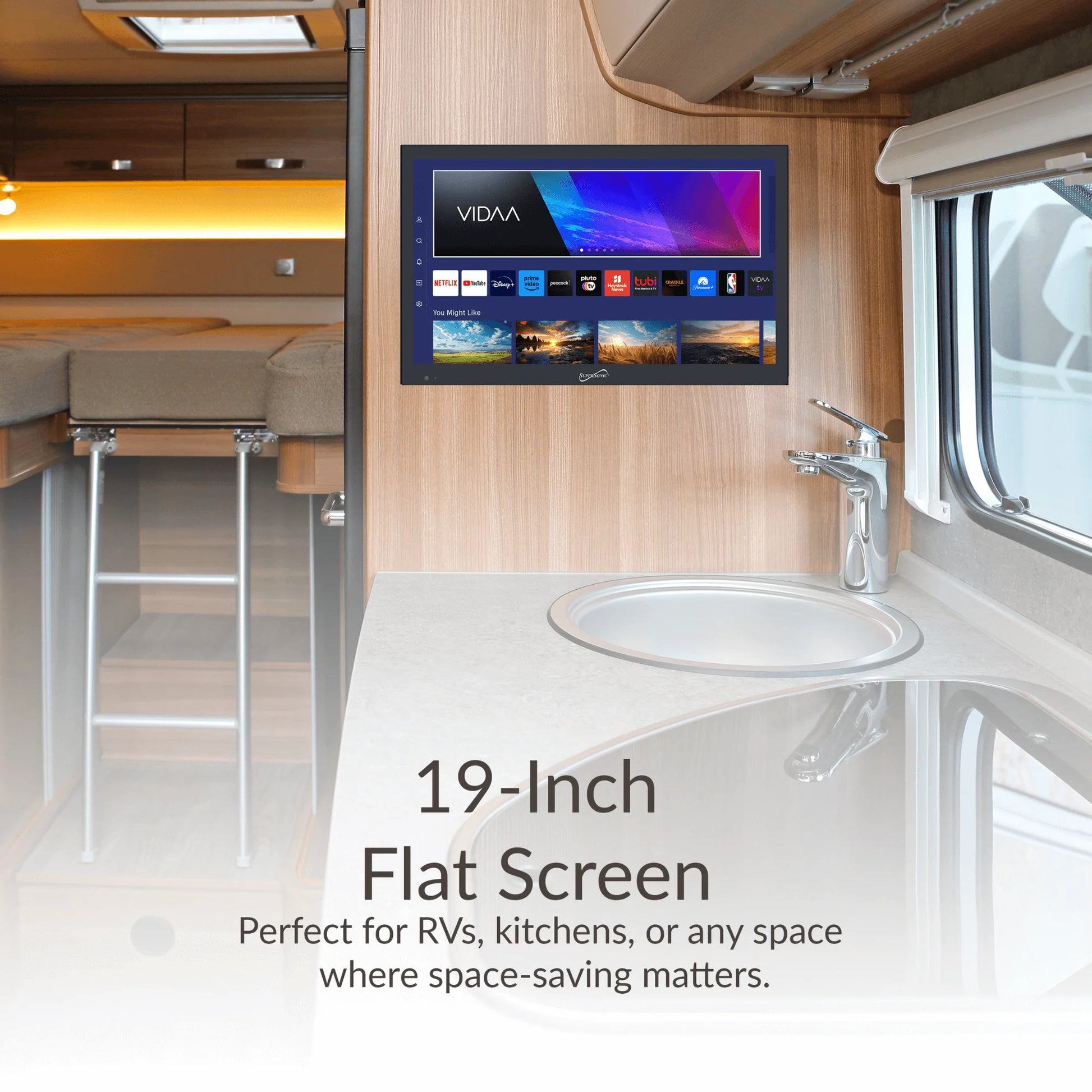 Supersonic 19" VIDAA ACDC Compatible LED Smart TV with Built-In Wifi